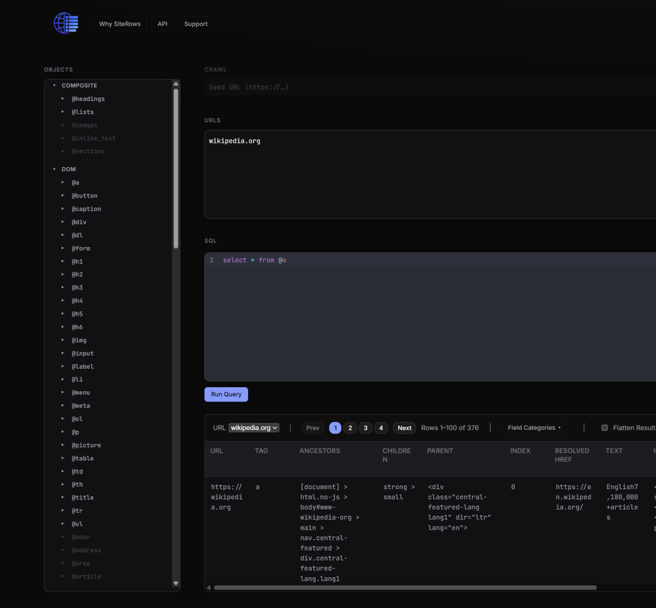 SiteRows website screenshot